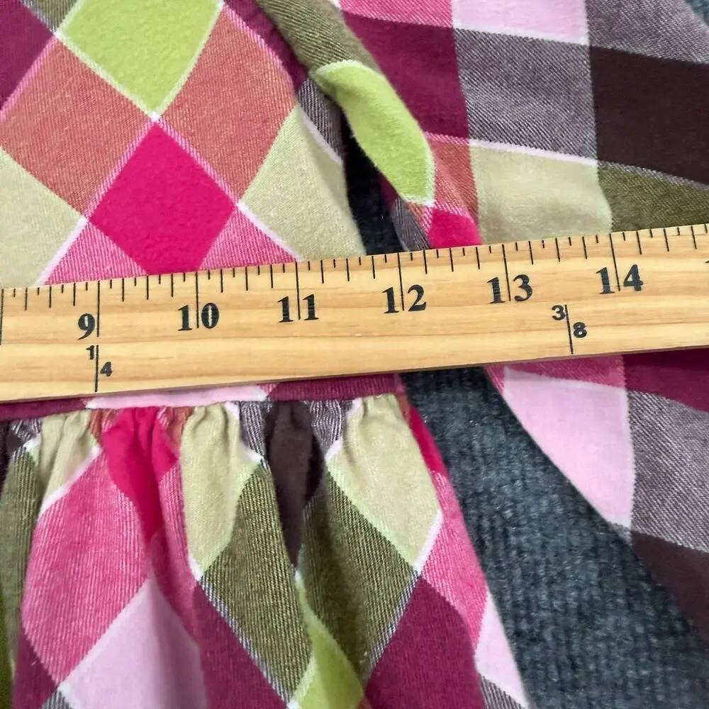 Gymboree Girls Dress Size 5 Plaid Flannel Long Sleeve Ruffled Lined 100% Cotton